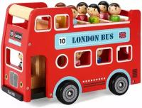 Деревянный двухэтажный красный автобус Лондона с фигурками