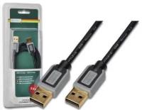 Кабель Digitus DB-300118-030-D USB 2.0 (A, M/M), 3m Black/Grey