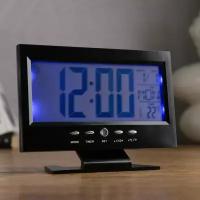 Часы-будильник электронные "Кастель", черные, 14.5х11х5 см