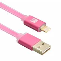 Кабель USB A --> Lightning 8pin (m) 1.0м для Apple ACD-Smart, TPE, 2-ст. конн., инд. заряда, малиновый (ACD-U915-P6M)