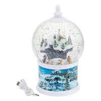 Новогодний сувенир- Стеклянный шар с Рождественской историей внутри, музыкальный LED, USB, 3*АА, 26*17 см