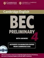 Cambridge BEC Preliminary 4 with Answers