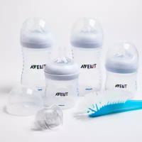 Набор для новорождённых Avent Natural, 6 предметов: бутылочка 125 мл, 2 шт., бутылочка 260 мл, 2 шт., соска-пустышка, щёточка