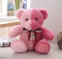 Плюшевый розово-красный медведь 30 см