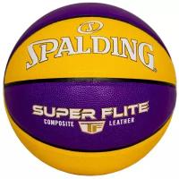 Мяч баскетбольный SPALDING Super Flite 76930Z_7, р.7, композит. кожа (ПУ), желто-фиолетовый