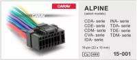 Разъем для автомагнитол ALPINE CDA-; CDE-; CDM-; CVA-; IDA-; INA-; TDA-; TDE-; TDM-series 16-pin (22x10mm) (CARAV 15-001)