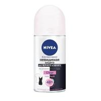 Дезодорант-антиперспирант шариковый Nivea "Невидимый. Clear. Черное и белое", 25 мл