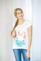 Майки и футболки Trikozza Женская футболка с коротким рукавом и принтом-фламинго