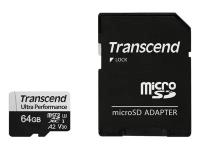 Карта памяти 64Gb - Transcend MicroSDXC 340S UHS-I U3 V30 A2 TS64GUSD340S с адаптером SD