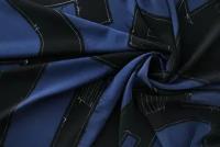 Ткань крепдешин синий с черными заплатками