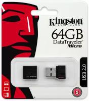 Флэш накопитель USB 2.0 64 GB Kingston DataTraveler Micro Black