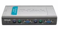 KVM-переключатель D-Link DKVM-4K KVM Switch 4 ports (клавиатураPS/2+мышьPS/2+VGA15pin, кабели несъемные