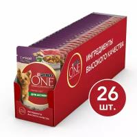 Purina ONE Мини паучи для собак мелких пород при активном образе жизни с уткой - 85 г х 26 шт