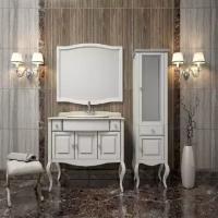Мебель для ванной Opadiris Лаура 100 белая матовая (столешница натуральный мрамор) (тумба с раковиной + зеркало)