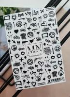 MIW Nails "Слайдеры для ногтей" водные наклейки для дизайна #11 черно-белый bad girl 18+