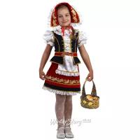Батик Карнавальный костюм Красная Шапочка, расшитый, рост 122 см 945-122-64