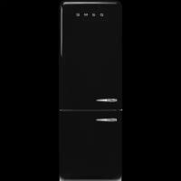 Отдельностоящий двухдверный холодильник, стиль 50-х годов, 70 см, Чёрный Smeg FAB38LBL5