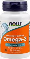 Омега-3 Now, Omega-3, 30 гел капсул, 1000 мг