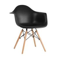 Стул Eames DAW черный, сиденье PP пластик, эргономичные подлокотники, основание массив бука