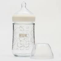 NUK Nature Sense Бутылочка стекло 240 мл с соской из силикона, с отв. "М" разм.1 - белая