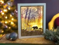 Светящаяся декорация "Добрый лес - медведь", 12 тёплых белых LED-огней, 3x24x30 см, таймер, батарейки, Kaemingk