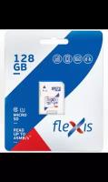 Flexis Карта памяти Flexis MicroSD XC 128 ГБ class 10 (с адаптером)