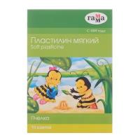 Пластилин мягкий (восковой) 16 цветов 196 г Гамма "Пчелка", со стеком, картонная упаковка 280030Н