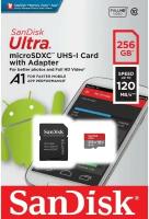 Карта памяти 256Gb MicroSD SanDisk Ultra + SD адаптер (SDSQUA4-256G-GN6MA)