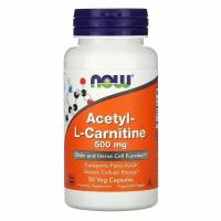 Acetyl-L-Carnitine, Ацетил-L-Карнитин 500 мг - 50 вегетарианских капсул