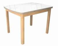 Стол обеденный раздвижной Орлеан Тип 2, (цвет Бук натуральный / Белое закалённое глянцевое стекло)