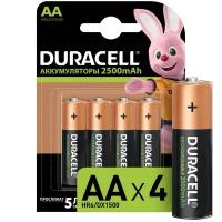 Аккумулятор Duracell (AA-HR6/DX1500-4BL), АА, 2500, 4шт блистер