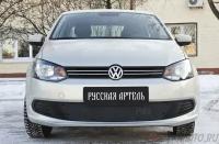 Зимняя заглушка решетки переднего бампера для Volkswagen Polo V 2009+ | шагрень