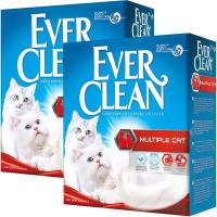 EVER CLEAN MULTIPLE CAT наполнитель комкующийся для туалета кошек с ароматизатором красная полоска (10 + 10 л)