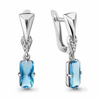 Серебряные серьги Aquamarine А4716892А с топазом и фианитом, Серебро 925°