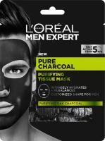 Тканевая маска для лица L'Oreal Paris Men Expert" Pure Charcoal", для мужчин, 30 г