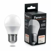 38069 FERON Лампа светодиодная Feron.PRO LB-1406 Шарик E27 6W 4000K OSRAM LED