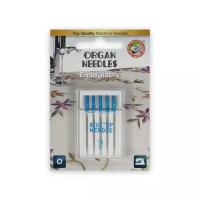 Иглы для бытовых швейных машин "Organ Needles" (blue tip janome), №75, 5 штук