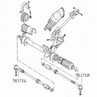 Наконечник рулевой тяги левый VW Golf/Jetta/Vento/Passat 84- TATSUMI