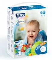 Подгузники одноразовые для детей "Aura. Baby", 3/M 4-9 кг, 60 штук