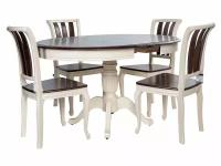 Обеденная группа для столовой и гостиной Аврора Леонардо стол + 4 стула Кабриоль Светлое дерево