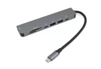 Адаптер Type C на HDMI, PD+, USB 3.0*2 + SD/TF для MacBook серебро