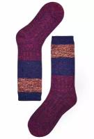 Носки / Fast Boots / Трёхцветные удлиненные женские носки / фиолетово-красный / (22-24 см)