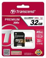 Карта памяти Transcend Micro SDHC Card 32GB Class10 U1 (TS32GUSDU1) w/adapter