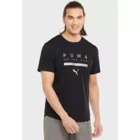 Футболка PUMA RUN LOGO SS TEE M 52085501 мужская, цвет черный, размер 48-50