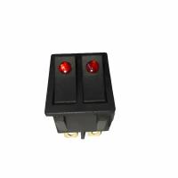 Выключатель двойной, кнопка-переключатель, тумблер прямоугольная 22x28.4mm 2 положения 6 контактов 250V 15A. KCD3-2201-C B/6P