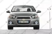 Светодиодные противотуманные фары с ангельскими глазками для Chevrolet Aveo T300 (2012-2016)