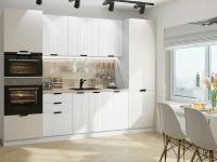 Готовый кухонный гарнитур кухня Евро Лайн-01 2140*2800*600 Белый/Агат