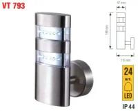 Светильник уличный светодиодный настенный серебро IP44 24х 0.12W VT 793, арт. VT793-24X0.12W/IP44/LED