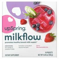 UpSpring, MilkFlow, пажитник и кникус благословенный, напиток со вкусом ягод, 16 пакетиков по 10 г (0,35 унции)