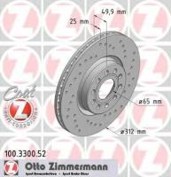 Передний перфорированный тормозной диск для vw/audi Zimmermann 100330052